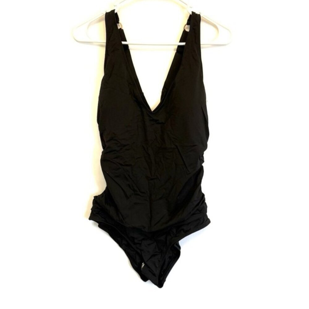 Anne Cole Women’s Black V Neck Padded One Piece Swimsuit Size 12